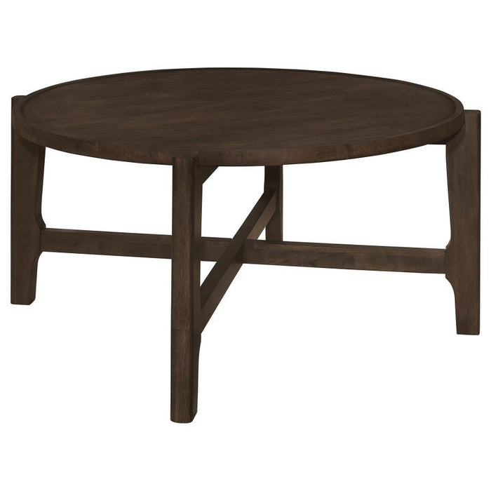 Cota - Round Solid Wood Coffee Table - Dark Brown – Coffee Tables by Coaster Fine Furniture at Furniture Wholesale Plus , Nashville furniture store