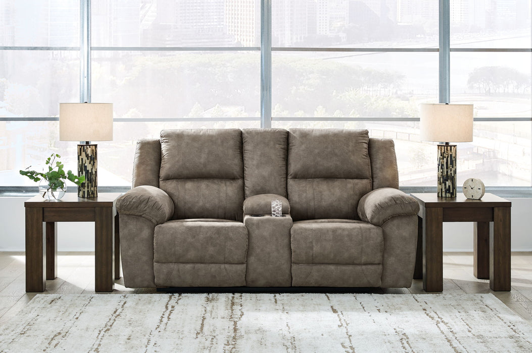 Laresview - Dbl Reclining Loveseat with Console - Fossil – Reclining Loveseats by Signature Design by Ashley® at Furniture Wholesale Plus , Nashville furniture store