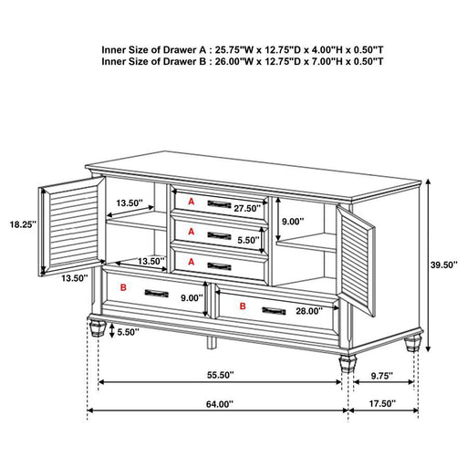 Franco - 5-Drawer Dresser - Premium Dressers from CoasterEssence - Just $1079! Shop now at Furniture Wholesale Plus  We are the best furniture store in Nashville, Hendersonville, Goodlettsville, Madison, Antioch, Mount Juliet, Lebanon, Gallatin, Springfield, Murfreesboro, Franklin, Brentwood