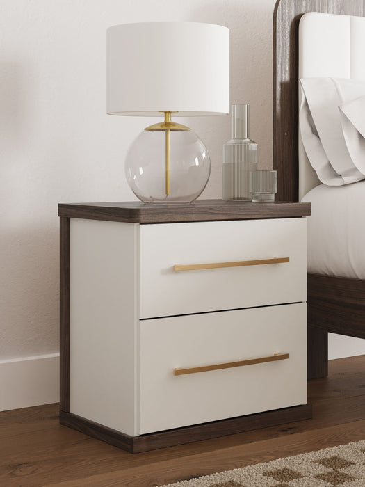 Kendanport - Two Drawer Night Stand - Brown / White – Nightstands w/ Charging Stations by Signature Design by Ashley® at Furniture Wholesale Plus , Nashville furniture store