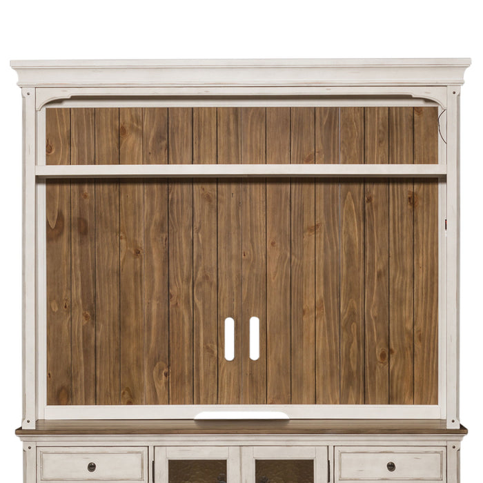Morgan Creek - Entertainment Hutch - Antique White / Wirebrushed Tobacco Accents – Hutches by Liberty Furniture at Furniture Wholesale Plus , Nashville furniture store