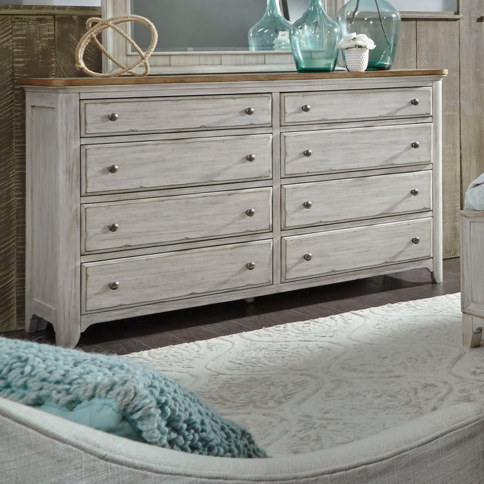 Farmhouse Reimagined - 8 Drawer Dresser - Antique White / Chestnut Tops – Dressers by Liberty Furniture at Furniture Wholesale Plus , Nashville furniture store