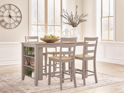 Harperfeld - 5 Pc. - Dining Table And 4 Barstools - Natural / Gray – 5 Piece Dining Room Sets by Signature Design by Ashley® at Furniture Wholesale Plus , Nashville furniture store