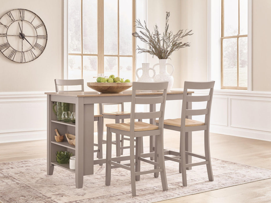 Harperfeld - 5 Pc. - Dining Table And 4 Barstools - Natural / Gray – 5 Piece Dining Room Sets by Signature Design by Ashley® at Furniture Wholesale Plus , Nashville furniture store