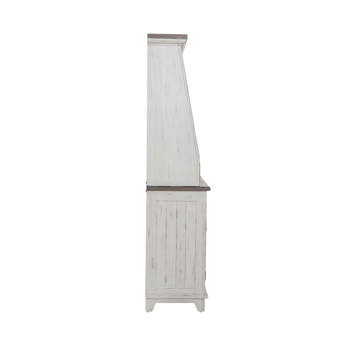 River Place - Server & Hutch - Riverstone White & Tobacco – Hutches & Buffets by Liberty Furniture at Furniture Wholesale Plus , Nashville furniture store