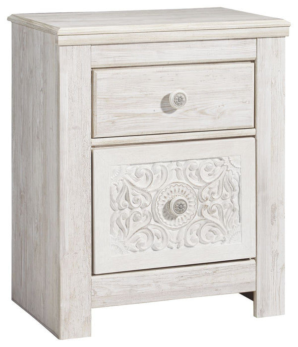 Paxberry - Two Drawer Night Stand - Whitewash – Nightstands by Signature Design by Ashley® at Furniture Wholesale Plus , Nashville furniture store