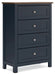 Landocken - Four Drawer Chest - Brown / Blue – Accent Chests by Signature Design by Ashley® at Furniture Wholesale Plus , Nashville furniture store