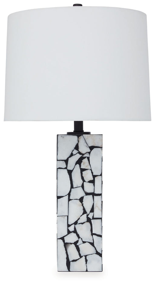 Macaria - Marble Table Lamp - White / Black – Table Lamps by Signature Design by Ashley® at Furniture Wholesale Plus , Nashville furniture store