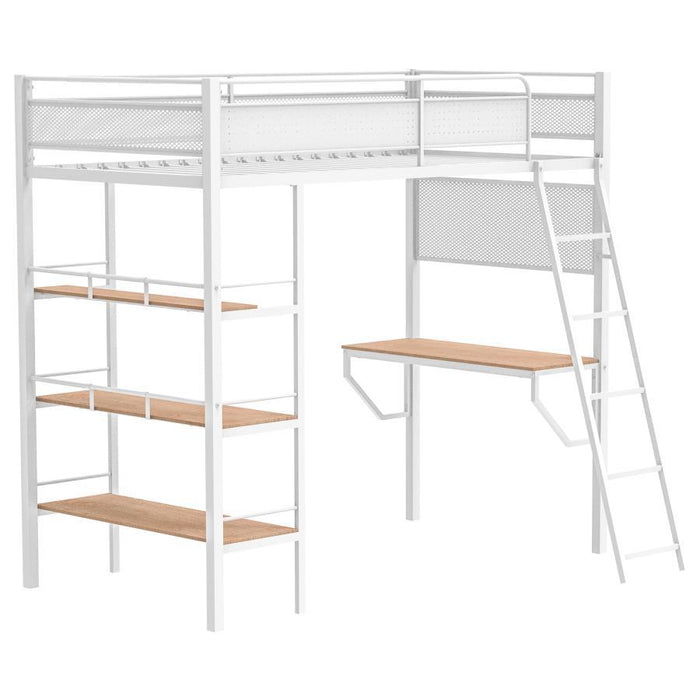 Campus - 3-Shelf Metal Twin Workstation Loft Bed – Loft Beds by Coaster Fine Furniture at Furniture Wholesale Plus , Nashville furniture store