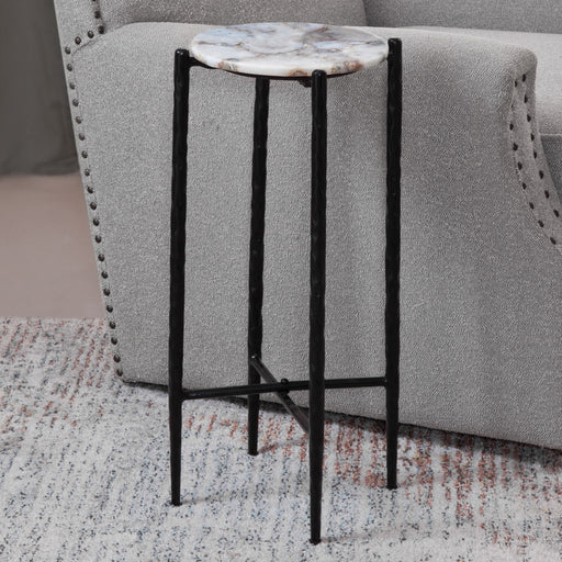 Octavio - Agate Top Chairside Table - White – End Tables by Steve Silver Furniture at Furniture Wholesale Plus , Nashville furniture store