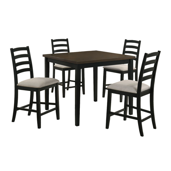 Tulane - 5 Piece Dining Set (Counter Table & 4 Counter Chairs) - Oak & Black – 5 Piece Dining Room Sets by Elements International at Furniture Wholesale Plus , Nashville furniture store