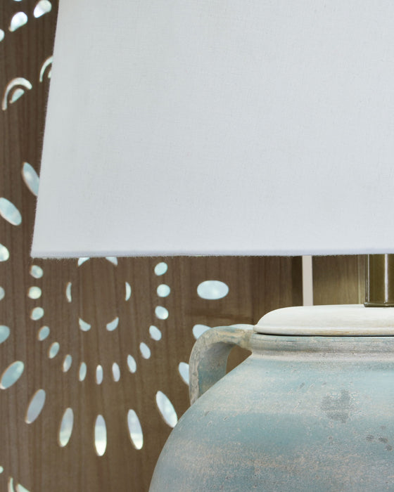 Shawburg - Terracotta Table Lamp - Antique Green – Table Lamps by Signature Design by Ashley® at Furniture Wholesale Plus , Nashville furniture store