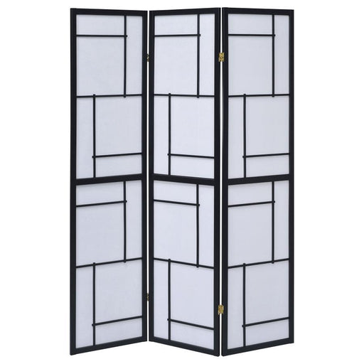 Damis - 3-Panel Room Divider Folding Shoji Screen - Black - Premium Room Dividers from CoasterEveryday - Just $119! Shop now at Furniture Wholesale Plus  We are the best furniture store in Nashville, Hendersonville, Goodlettsville, Madison, Antioch, Mount Juliet, Lebanon, Gallatin, Springfield, Murfreesboro, Franklin, Brentwood