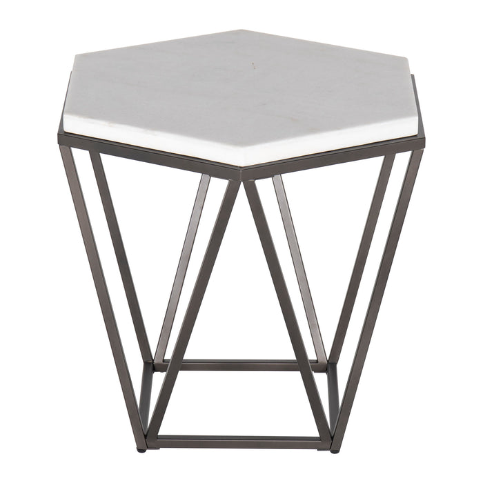 Corvus - End Table With Marble Top Hexagon - White – End Tables by Steve Silver Furniture at Furniture Wholesale Plus , Nashville furniture store