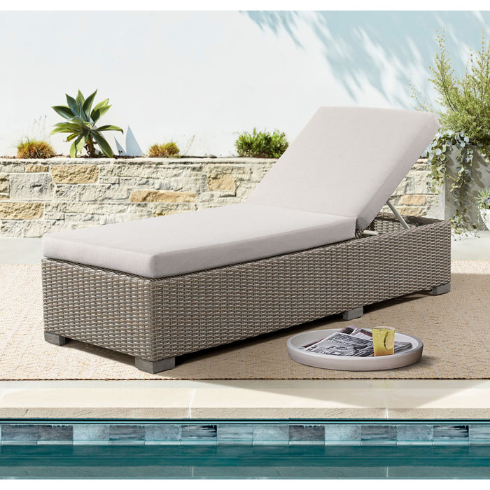 Ollie - Chaise Lounge - Tan And Olefin White Cream – Chaises by Elements International at Furniture Wholesale Plus , Nashville furniture store
