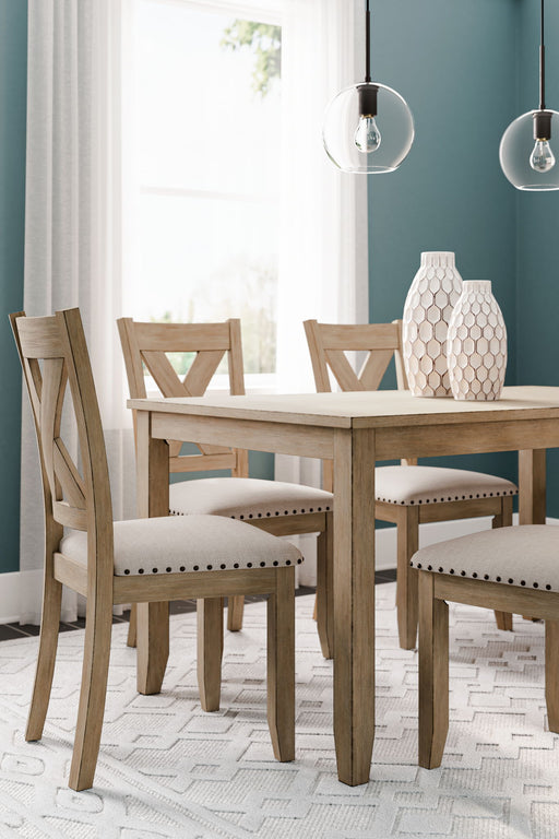 Sanbriar - Light Brown - RECT DRM Table Set (Set of 7) - Premium 7 Piece Dining Room Sets from Signature Design by Ashley® - Just $758! Shop now at Furniture Wholesale Plus  We are the best furniture store in Nashville, Hendersonville, Goodlettsville, Madison, Antioch, Mount Juliet, Lebanon, Gallatin, Springfield, Murfreesboro, Franklin, Brentwood