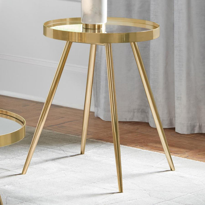 Kaelyn - Round Mirror Top End Table – End Tables by CoasterEssence at Furniture Wholesale Plus , Nashville furniture store