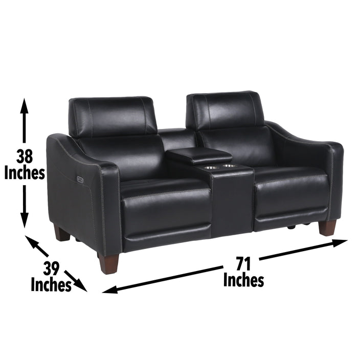 Giorno - Dual Power Console Loveseat - Black – Reclining Loveseats by Steve Silver Furniture at Furniture Wholesale Plus , Nashville furniture store