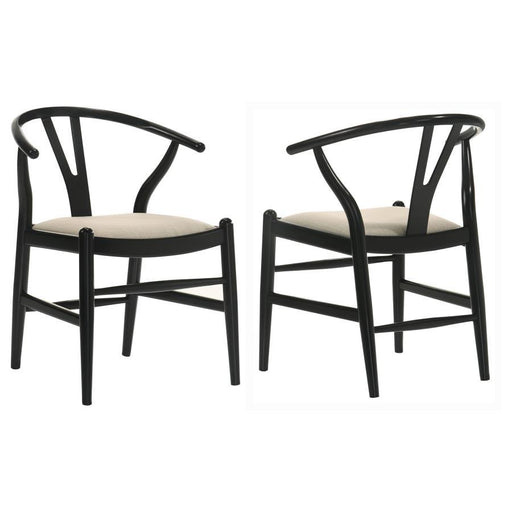 Crestmont - Wood Wishbone Dining Side Chair (Set of 2) - Black – Chair Sets by Coaster Fine Furniture at Furniture Wholesale Plus , Nashville furniture store