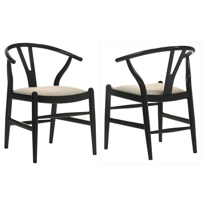 Crestmont - Wood Wishbone Dining Side Chair (Set of 2) - Black – Chair Sets by Coaster Fine Furniture at Furniture Wholesale Plus , Nashville furniture store