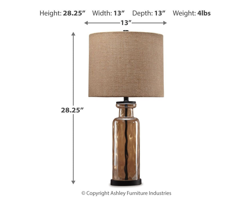 Laurentia - Glass Table Lamp  - Champagne – Table Lamps by Signature Design by Ashley® at Furniture Wholesale Plus , Nashville furniture store