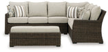 Brook Ranch - Brown - Sofa Sectional, Bench With Cushion (Set of 3) - Premium 3 Piece Outdoor Sets from Signature Design by Ashley® - Just $2128! Shop now at Furniture Wholesale Plus  We are the best furniture store in Nashville, Hendersonville, Goodlettsville, Madison, Antioch, Mount Juliet, Lebanon, Gallatin, Springfield, Murfreesboro, Franklin, Brentwood