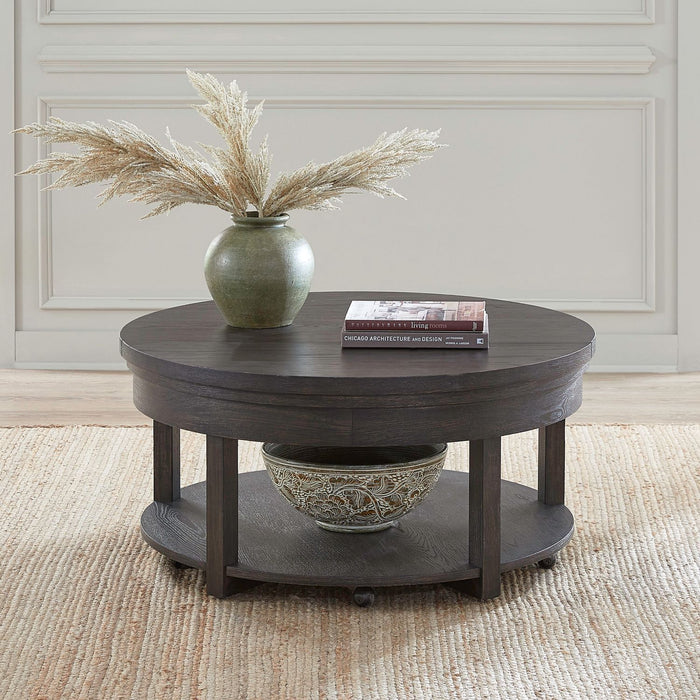 Weston - Round Lift Top Cocktail Table - Peppercorn – Cocktail Tables by Liberty Furniture at Furniture Wholesale Plus , Nashville furniture store
