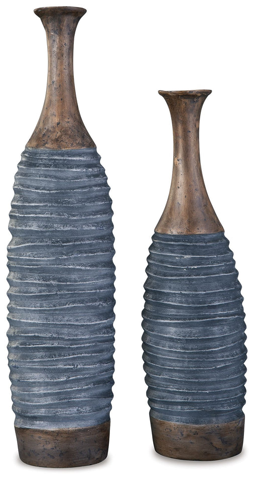 Blayze - Vase Set (Set of 2) - Antique Gray / Brown – Vases & Jars by Signature Design by Ashley® at Furniture Wholesale Plus , Nashville furniture store
