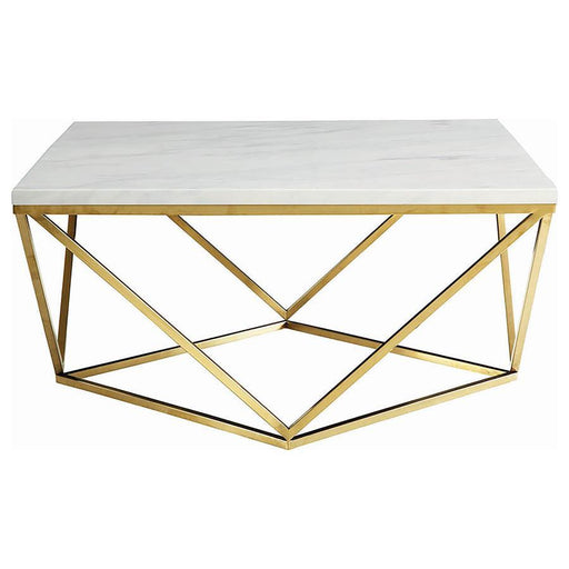 Meryl - Square Faux Marble Top Coffee Table - White And Gold – Coffee Tables by CoasterEssence at Furniture Wholesale Plus , Nashville furniture store