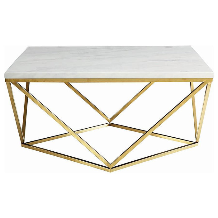 Meryl - Square Faux Marble Top Coffee Table - White And Gold – Coffee Tables by CoasterEssence at Furniture Wholesale Plus , Nashville furniture store