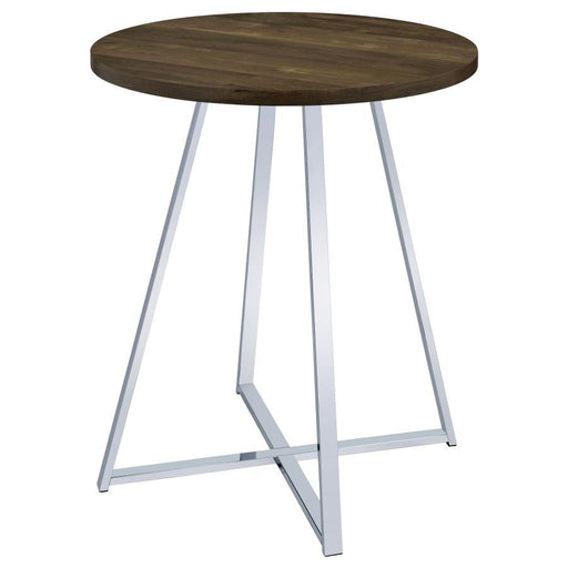 Burkhart - Round Pub Height Bistro Bar Table - Brown Oak - Premium Bar Tables from CoasterEveryday - Just $289! Shop now at Furniture Wholesale Plus  We are the best furniture store in Nashville, Hendersonville, Goodlettsville, Madison, Antioch, Mount Juliet, Lebanon, Gallatin, Springfield, Murfreesboro, Franklin, Brentwood