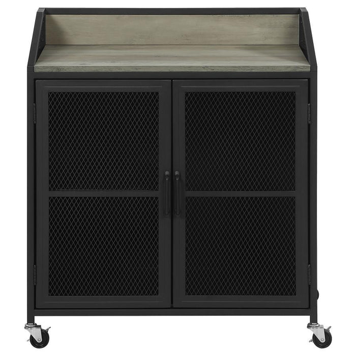 Arlette - 2 Door Mobile Home Bar Wine Cabinet - Sandy Black – Wine Cabinets by CoasterEveryday at Furniture Wholesale Plus , Nashville furniture store