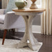 Farmhouse Reimagined - Round Chair Side Table - Antique White / Chestnut Tops – Chair Side Tables by Liberty Furniture at Furniture Wholesale Plus , Nashville furniture store