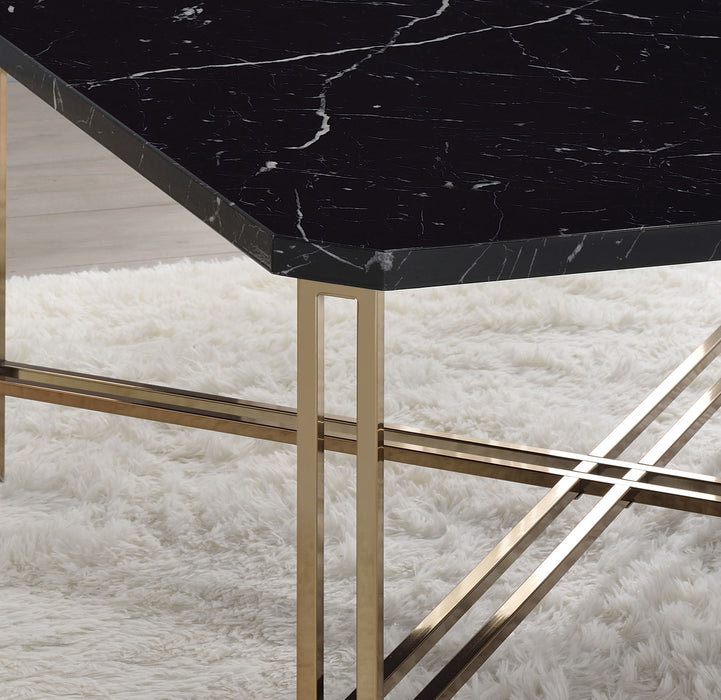 Daxton - Faux Marble Top Square Cocktail Table - Black – Cocktail Tables by Steve Silver Furniture at Furniture Wholesale Plus , Nashville furniture store