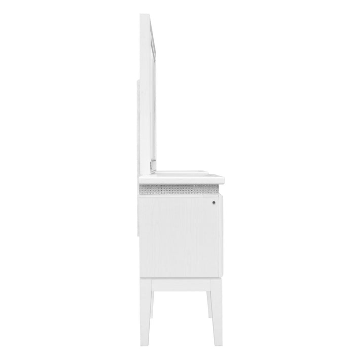 Reflections - Vanity Desk - Pearl White & Rhinestone – Vanity Desks by Liberty Furniture at Furniture Wholesale Plus , Nashville furniture store