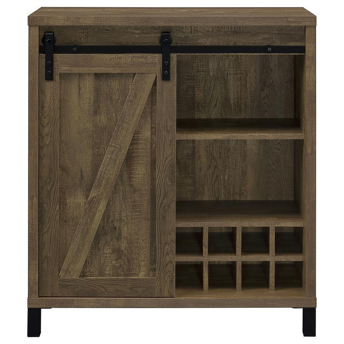 Arlington - Sliding Door Home Bar Wine Cabinet - Rustic Oak - Premium Wine Cabinets from CoasterEveryday - Just $279! Shop now at Furniture Wholesale Plus  We are the best furniture store in Nashville, Hendersonville, Goodlettsville, Madison, Antioch, Mount Juliet, Lebanon, Gallatin, Springfield, Murfreesboro, Franklin, Brentwood