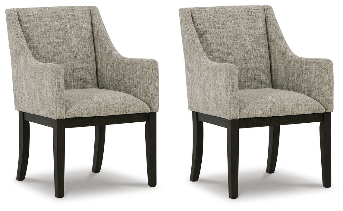 Burkhaus - Dining UPH Arm Chair (Set of 2) - Beige / Dark Brown – Chair Sets by Signature Design by Ashley® at Furniture Wholesale Plus , Nashville furniture store
