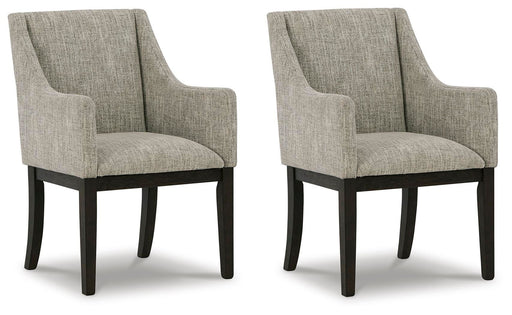 Burkhaus - Dining UPH Arm Chair (Set of 2) - Beige / Dark Brown – Chair Sets by Signature Design by Ashley® at Furniture Wholesale Plus , Nashville furniture store