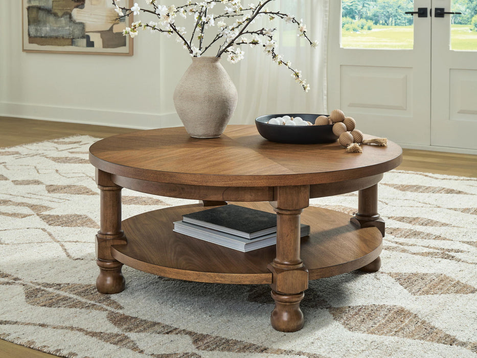 Chadworth - Round Cocktail Table - Medium Brown – Coffee Tables by Signature Design by Ashley® at Furniture Wholesale Plus , Nashville furniture store