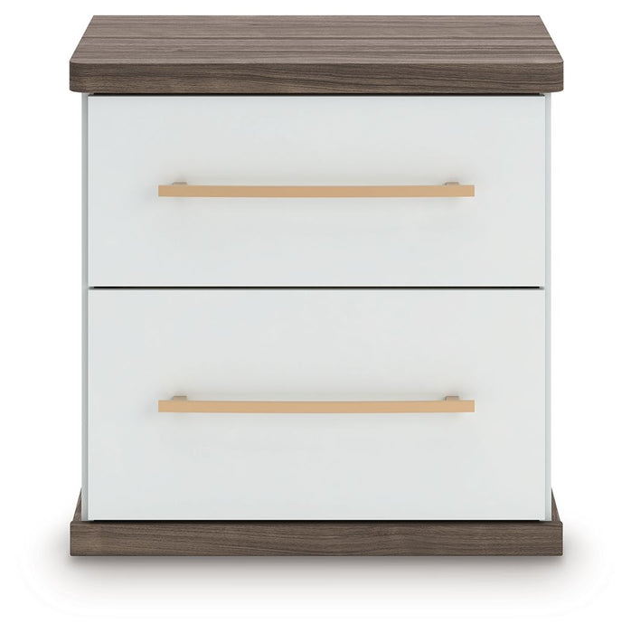Kendanport - Two Drawer Night Stand - Brown / White – Nightstands w/ Charging Stations by Signature Design by Ashley® at Furniture Wholesale Plus , Nashville furniture store
