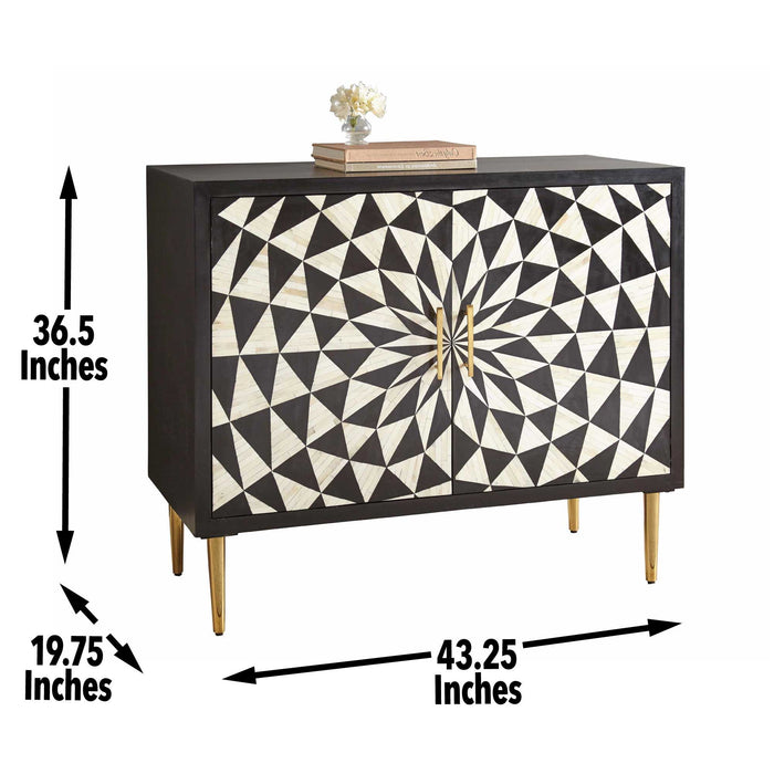 Benzara - 2 Door Bone Inlay Cabinet - Black – Accent Cabinets by Steve Silver Furniture at Furniture Wholesale Plus , Nashville furniture store