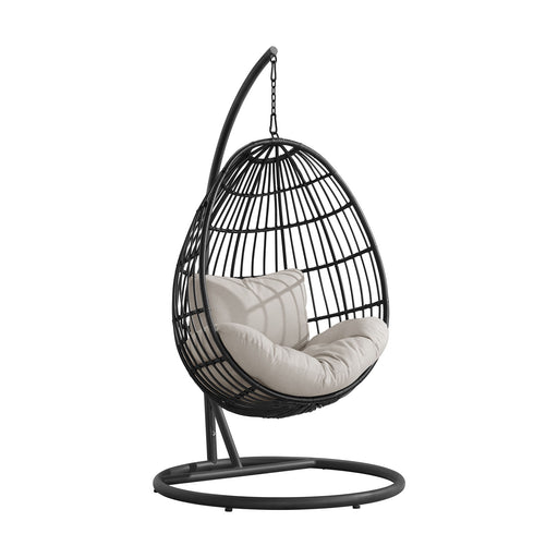 Playa - Swing Egg Chair With Base And Pillar - Dark Gray / Beige – Patio Swings by Elements International at Furniture Wholesale Plus , Nashville furniture store