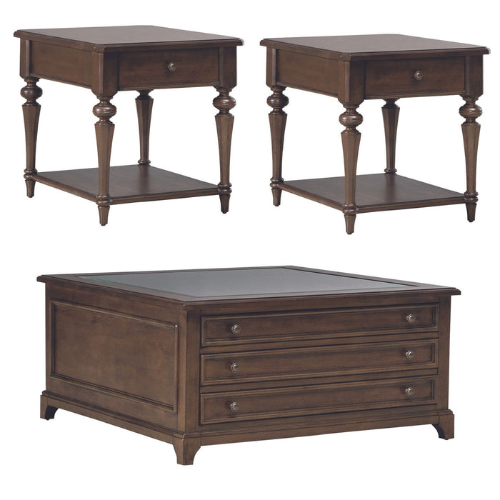 Arden Road - 3 Piece Table Set (Square Collector Cocktail Table) - Satin Cherry – Table Sets by Liberty Furniture at Furniture Wholesale Plus , Nashville furniture store