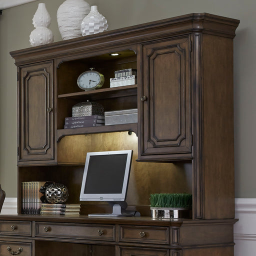 Amelia - Jr Executive Credenza Hutch - Antique Toffee – Hutches by Liberty Furniture at Furniture Wholesale Plus , Nashville furniture store