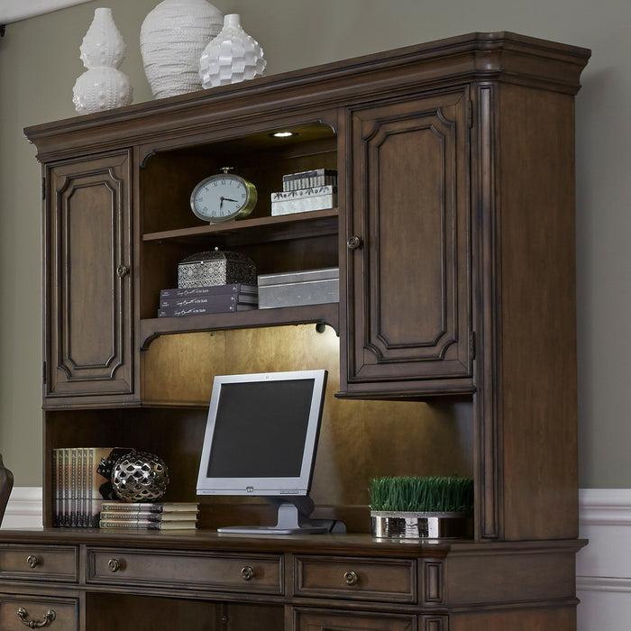 Amelia - Jr Executive Credenza Hutch - Antique Toffee – Hutches by Liberty Furniture at Furniture Wholesale Plus , Nashville furniture store