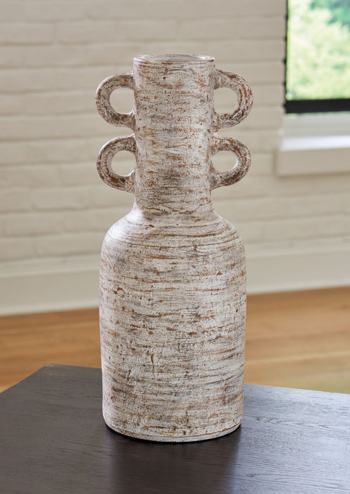 Wellbridge - Vase - Distressed White – Vases & Jars by Signature Design by Ashley® at Furniture Wholesale Plus , Nashville furniture store