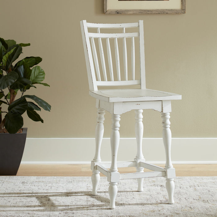 Magnolia Manor - Spindle Back Swivel Counter Height Chair - Antique White – Swivel Chairs by Liberty Furniture at Furniture Wholesale Plus , Nashville furniture store