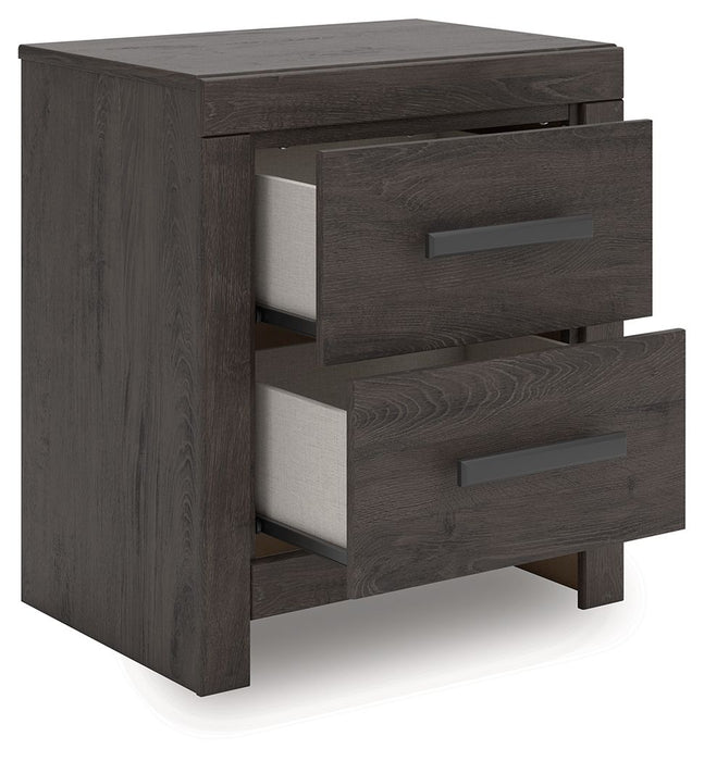 Prendonea - Two Drawer Night Stand - Charcoal – Accent Nightstands by Signature Design by Ashley® at Furniture Wholesale Plus , Nashville furniture store