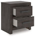 Prendonea - Two Drawer Night Stand - Charcoal – Accent Nightstands by Signature Design by Ashley® at Furniture Wholesale Plus , Nashville furniture store