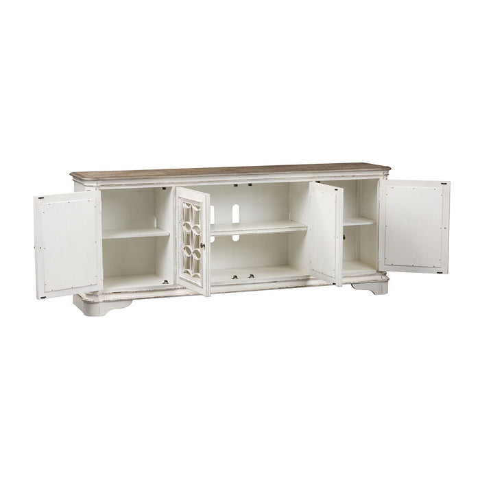 Magnolia Manor - 4 Doors TV Console - Antique White – TV Stands by Liberty Furniture at Furniture Wholesale Plus , Nashville furniture store